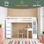 Lit mezzanine simple avec tiroirs de rangement, bureau et escalier, lit mezzanine en bois avec tablettes-1292302415