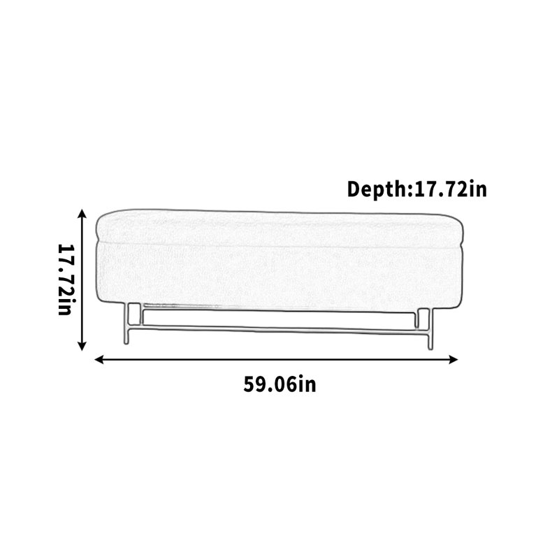 Banc de rangement pour magasin de vêtements, H 17,72 po x l 59,06 po x P 17,72 po