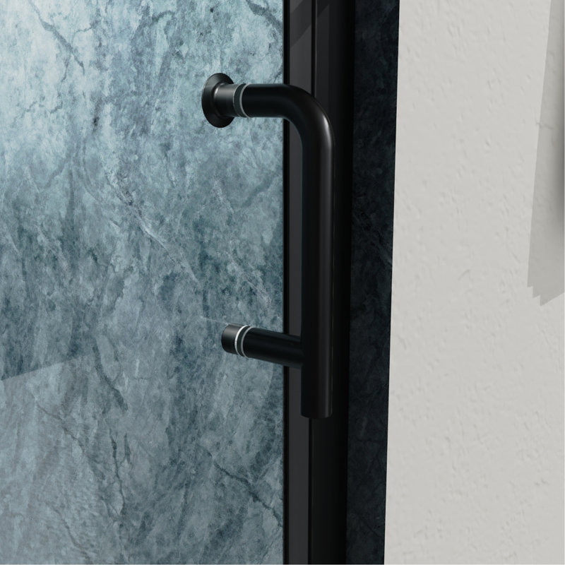 72 po Porte de douche en verre impeccable avec demi-pivot en noir mat, 32 à 33-3 / 8 - aluminium fin