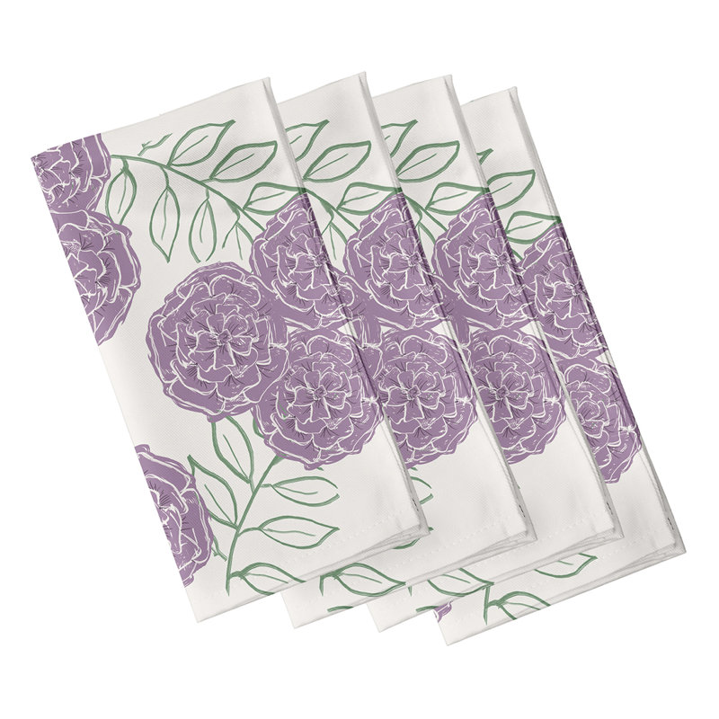 Ensemble de serviettes 4 pièces Zellmer, L 18 po x L 18 po, Ivoire / mauve