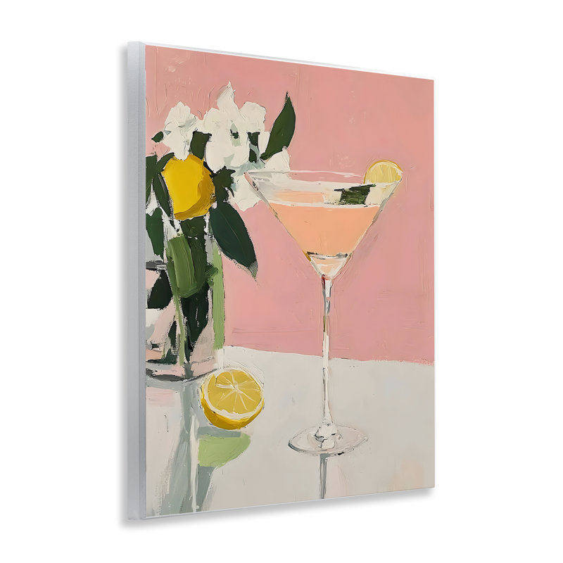 Plaque murale rose cocktail avec citrons, design par Riley B