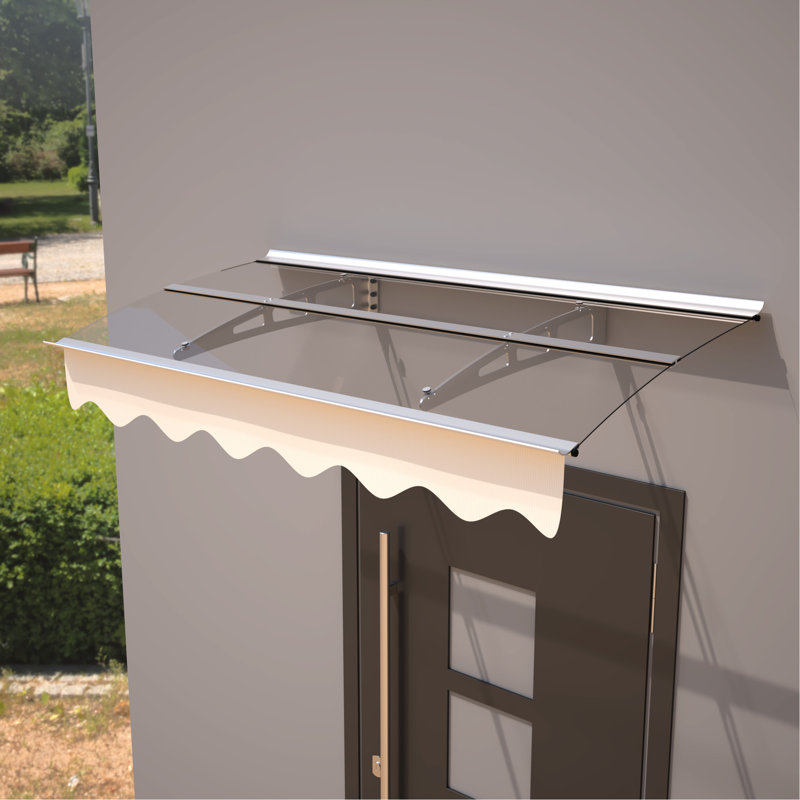 Door Window Awning - 59"X34" Solid Polycarbonate & Rust- Aluminum Heat Stable Installation Canopy Protected Heavy Snow Load Capacity