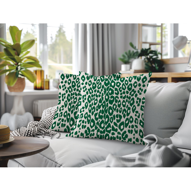 Oreiller réversible intérieur / extérieur à imprimé zébré Dibi, 16x16, Green
