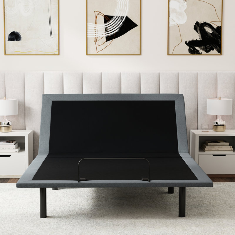 Base de lit ajustable à plateau divisé grand noir et gris Os4 avec fonction de réglage de la position du pied de la tête, système de renfort à une touche Zero Gravity One-Touch, structure de renforcement de la structure très robuste,