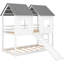 Lit superposé simple au-dessus d'une maison avec glissade et fenêtres - Fabriqué en matériaux pour un espace de sommeil paisible et sécuritaire