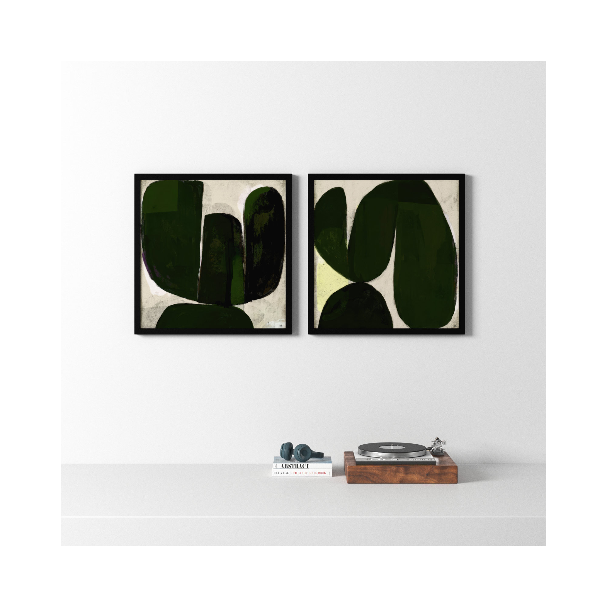 Succulent Set Of 2 by StudioM, 30" H x 30" W x 1.25" D, Black