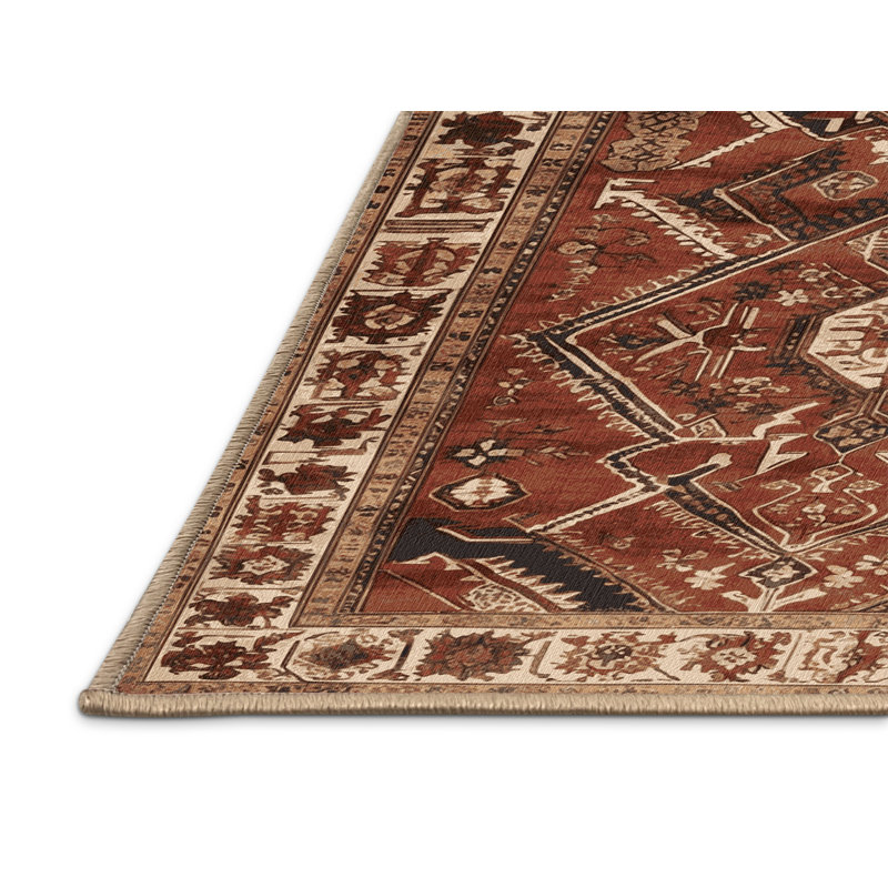 Tapis brun lavable à la machine, Rectangulaire 7 pi x 10 pi