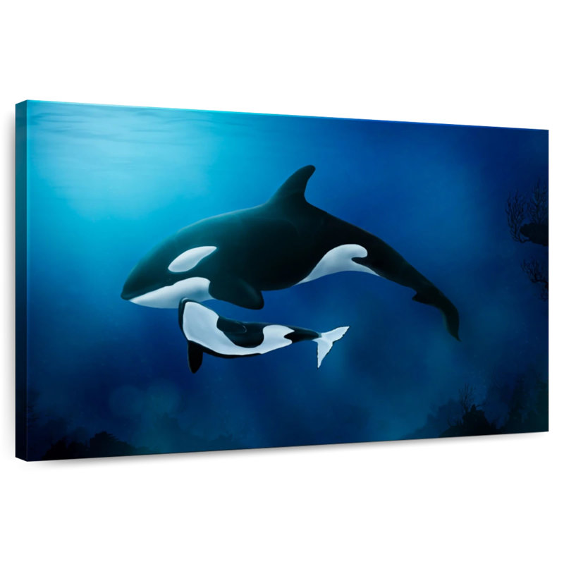 Brampt Mother And Baby Orca, 8" H x 12" W