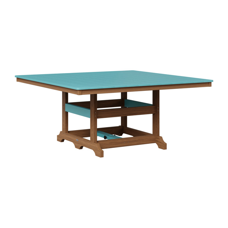 Table de salle à manger Berlin Classic, Acajou antique, Bleu Aruba
