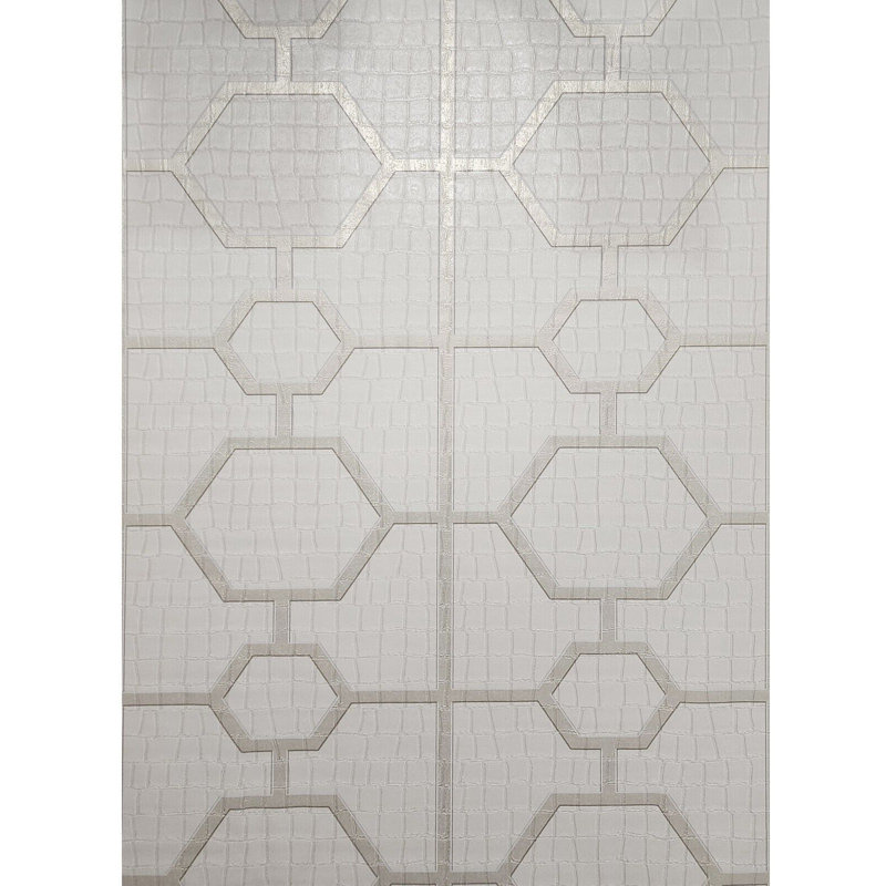 Alligator texturé à motif de treillis géométrique ivoire Geo