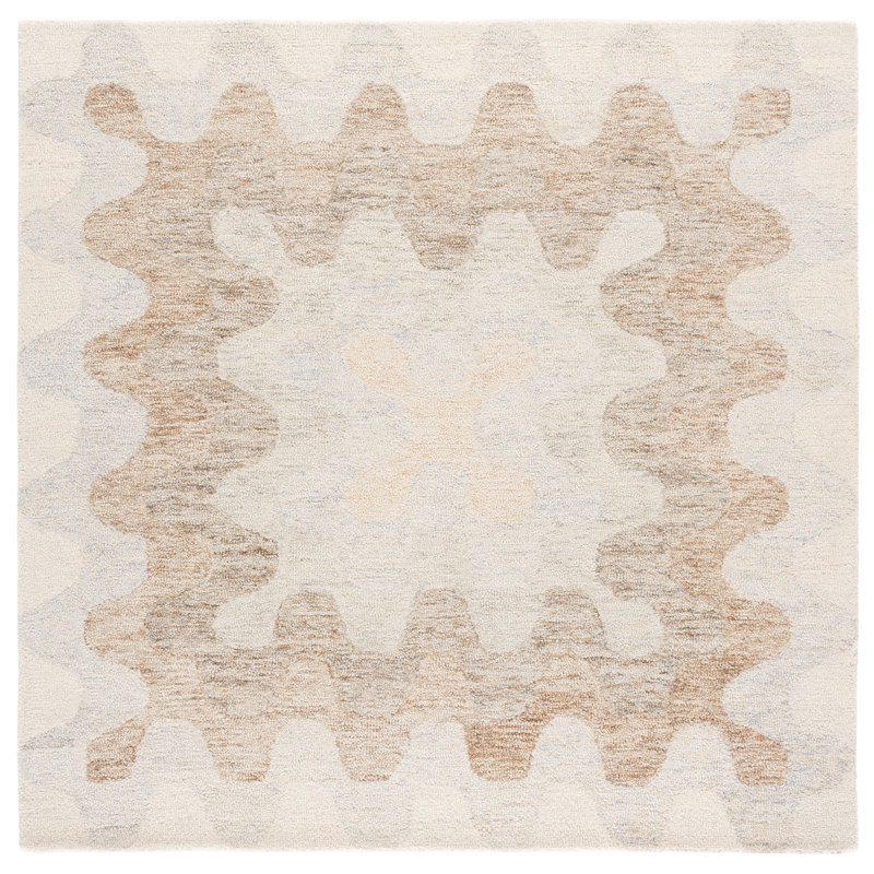 Récolte 806% touffetée à la main 80% laine; Tapis géométrique 20% coton, Carré 6 pi