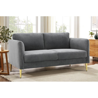 Contemporary Indoor Sofa, 60.63 Wide Modern Corduroy Loveseat, Plush Upholstered Cushions, Solid Wood Frame, Compact Living Room And Apartment Furniture