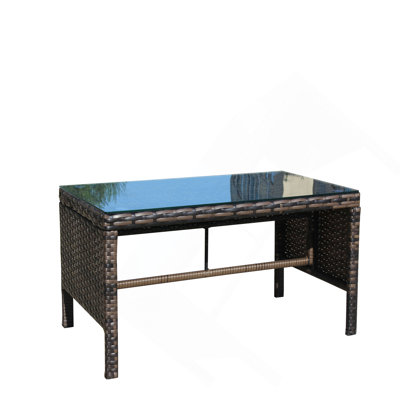 Outdoor Patio Furniture 1 Coffee Table With Clear Tempered Glass