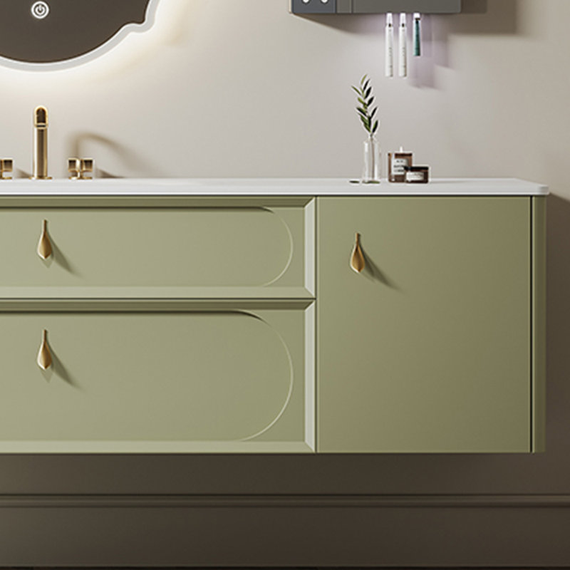 French simple retro style bathroom cabinet, Green, 19.69" H x 47.24" W x 21.65" D