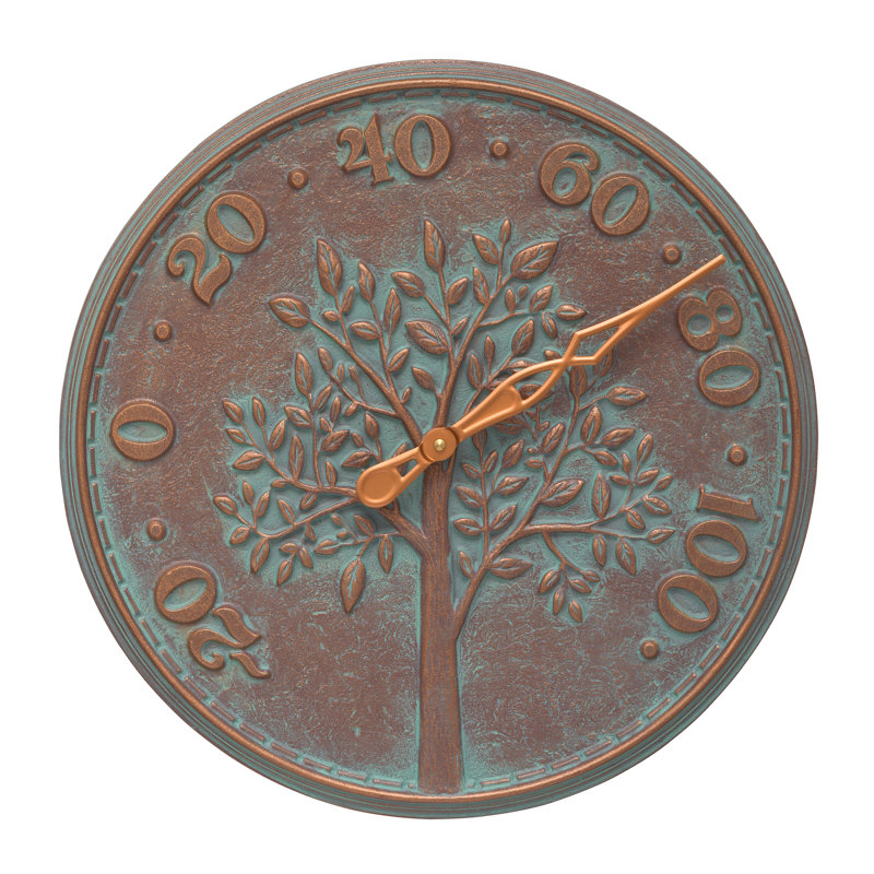 Tree of Life Indoor/Outdoor Wall Thermometer, Copper Verdigris