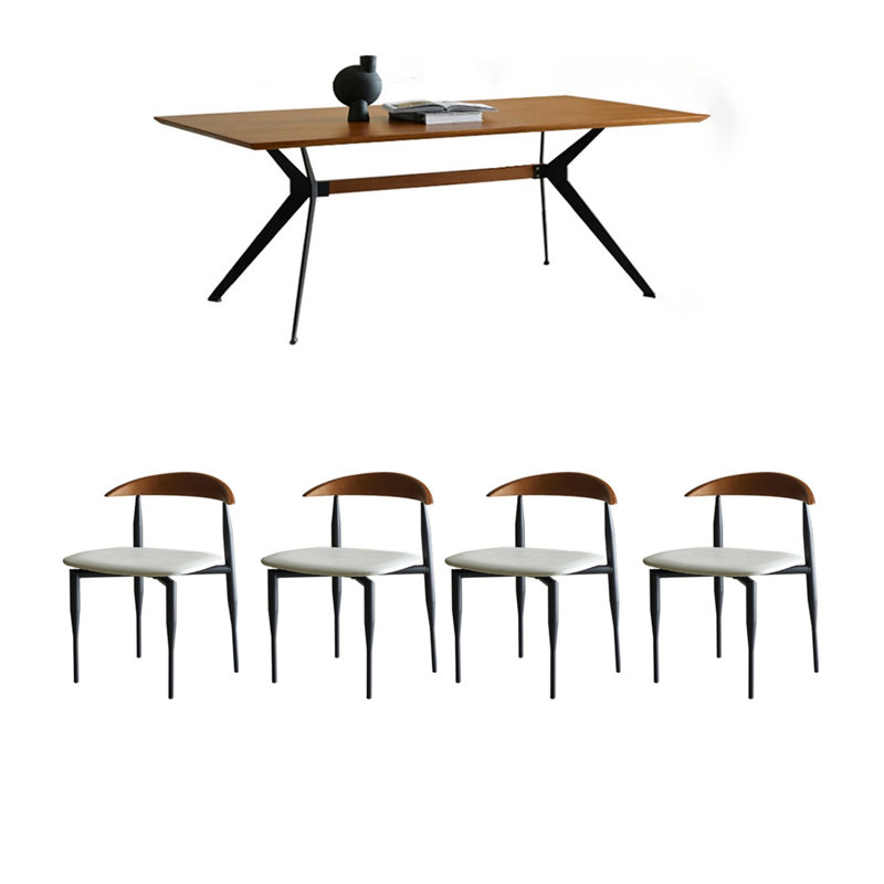 Comfortable solid wood dining table set, 29.52"H x 62.99"L x 35.43"W