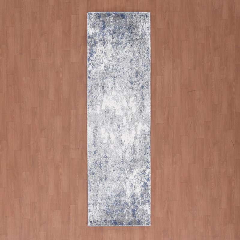 Tapis bleu Holly, Tapis de couloir 2 pi 6 po x 8 pi