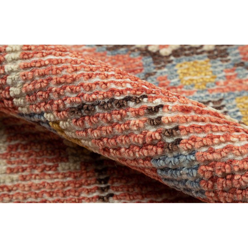 Tapis rouge / brun foncé / or en coton noué à la main Reese, Rectangle 2 pi x 3 pi
