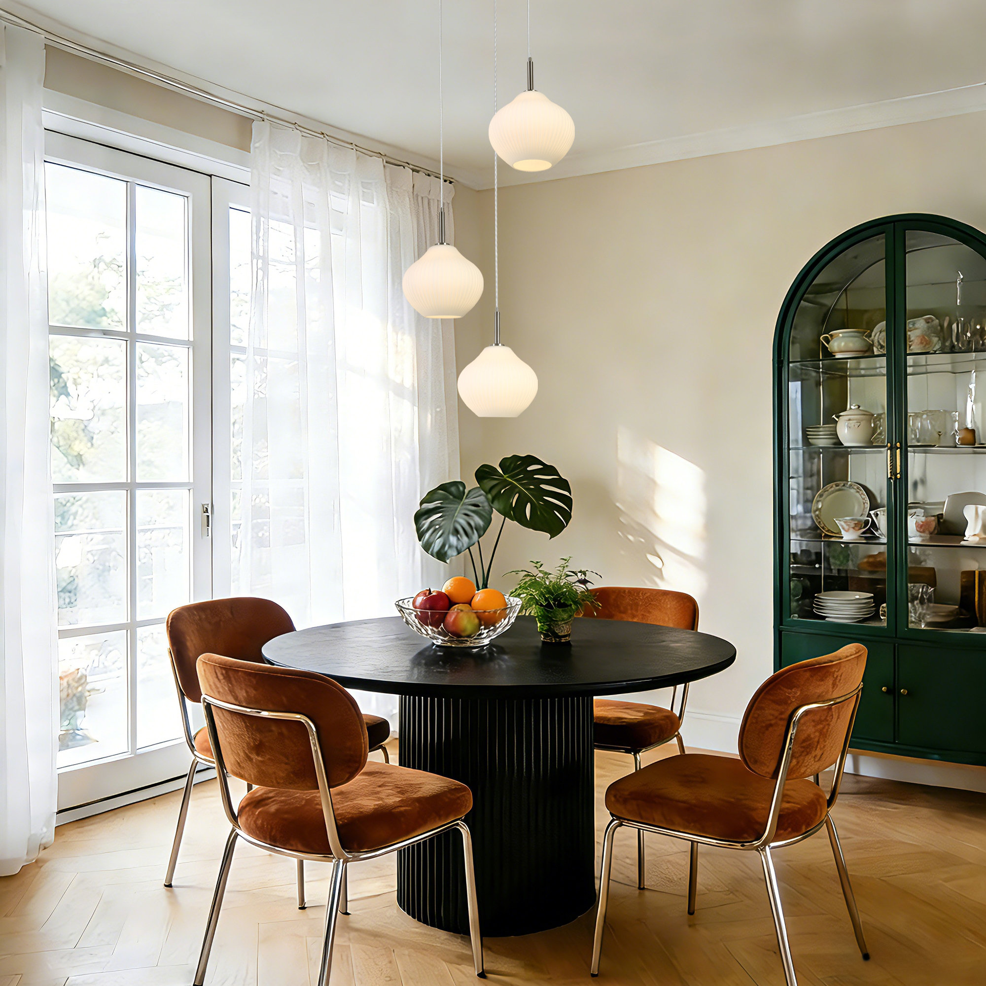Jonny 3-Light Cluster Large Pendant Light, Silver