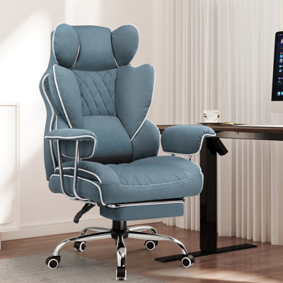 Big And Tall Gaming Chair With Pocket Spring Lumbar Support, Ergonomic Office Chair With Footrest, Executive Desk Chair With Outward Fixed Soft Armrests, Computer Chair With High Back