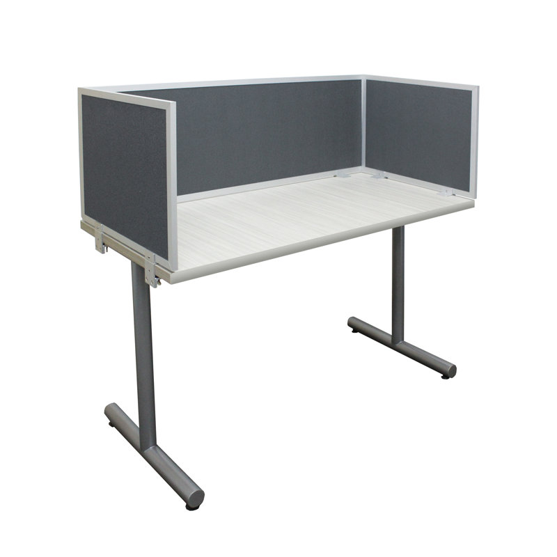 Panneau d'intimité acoustique fixé au bureau, Ardoise, Aluminium, H 12 po x l 24 po x P 0,63 po