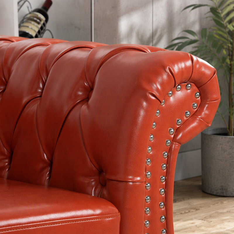 Canapé Chesterfield 84,65 po, Similicuir orange