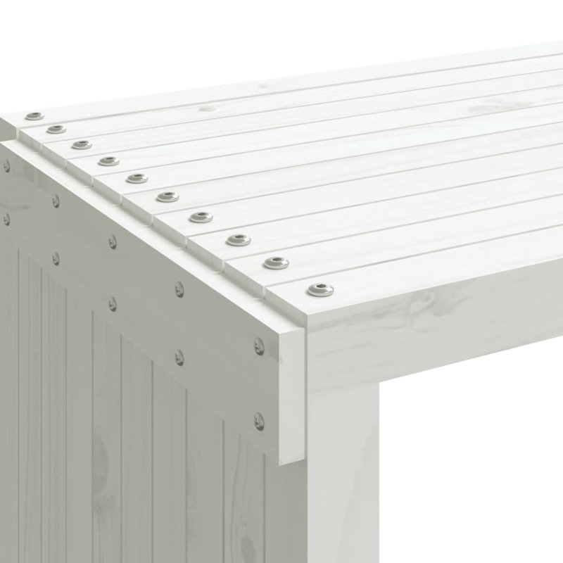 Solid Wood Pine Outdoor Bench, White