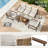 Berklee 4-Piece Aluminum Wicker Patio Conversation Set With 3-Seat Sofa, Coffee Table And Light Gray Cushions