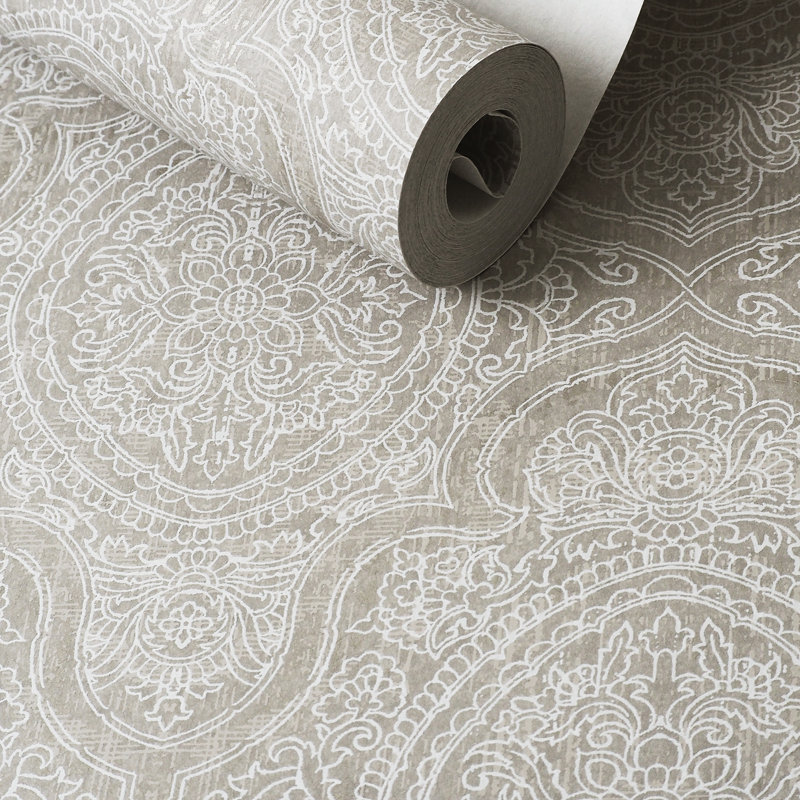 Rouleau de papier peint classique damassé, Blanc