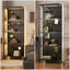 Tablette en verre pour objets de collection, armoire vitrée à DEL noire, grande tablette étroite éclairée à DEL avec panneau perforé, lampe sur pied avec tablette-105357994-121503366