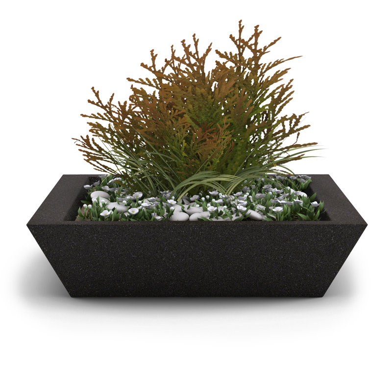 Newport Shallow Concrete Planter , White, 6" H x 24" W x 24" D