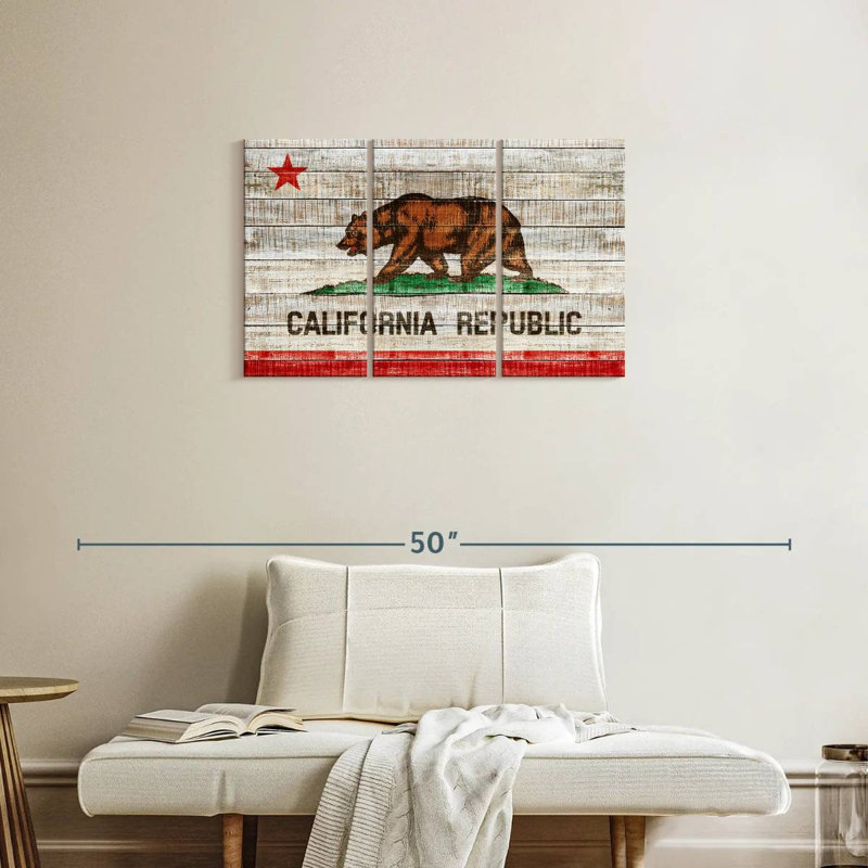 Borges Rustic California Flag, 20" H x 33" W