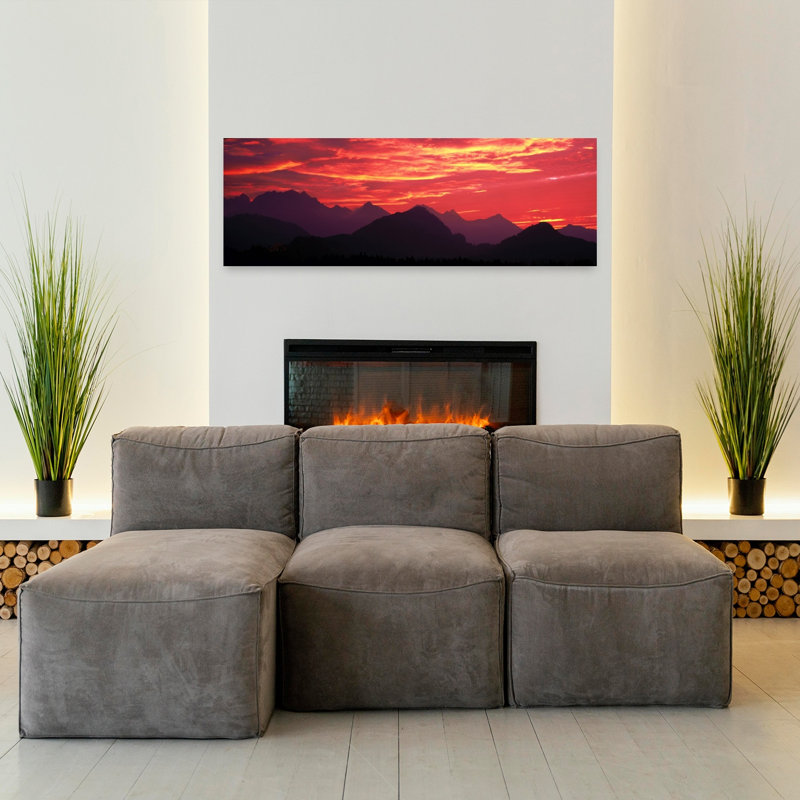 Sundown autrichien, Mts, Bavière du Sud, Allemagne, paysage contemporain abstrait, art mural, H 16 po x l 48 po