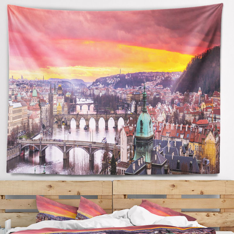 Tapisserie panorama à ponts en polyester avec accessoires suspendus en polyester inclus, H 50 po x l 60 po