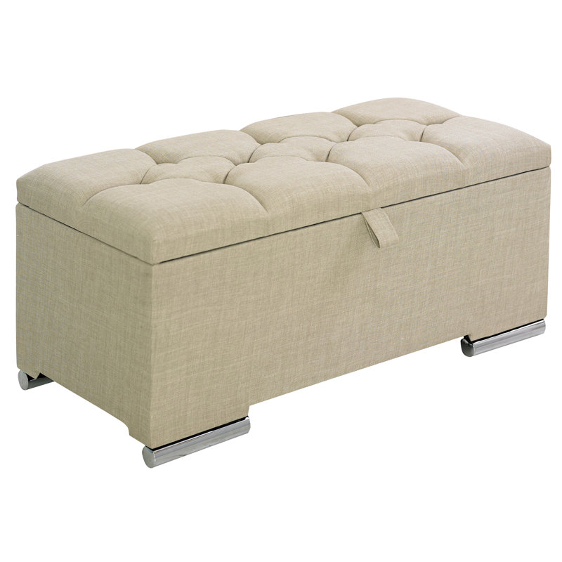 Brielle 138cm Wide Tufted Rectangle Solid Colour Ottoman with Storage, Ice Crush