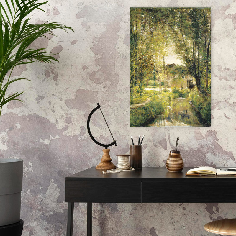 Sunlit Stream, art contemporain de paysage abstrait, H 24 po x l 16 po