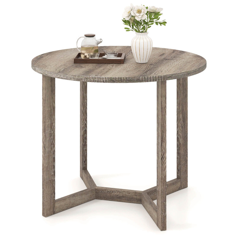 36 Inch Wood Dining Table For 2-4 People With Wing-shaped Pedestal, Gray