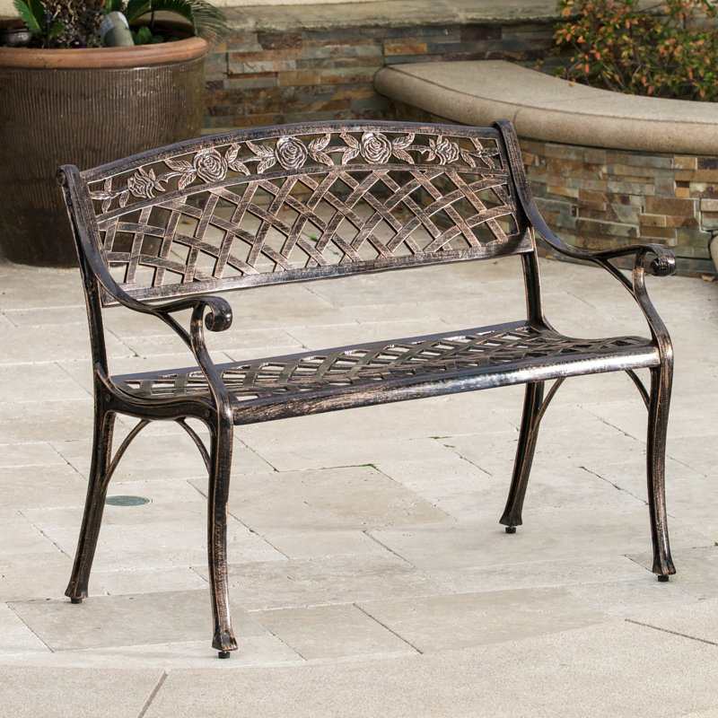 Banc de jardin en fonte d'aluminium Caffey