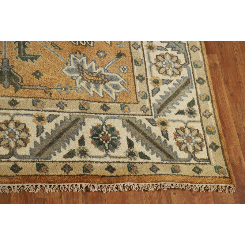 Tapis traditionnel indien en laine orange rouille 8 x 10