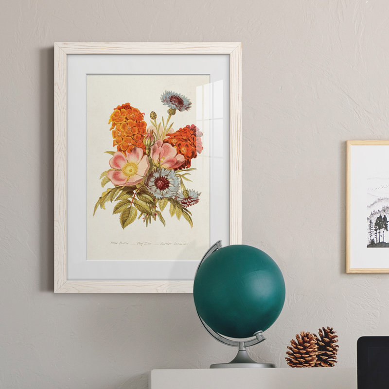 Antique Floral Bouquet II - cadre photo, Cadre blanc, H 38 po x l 28 po x P 1 po