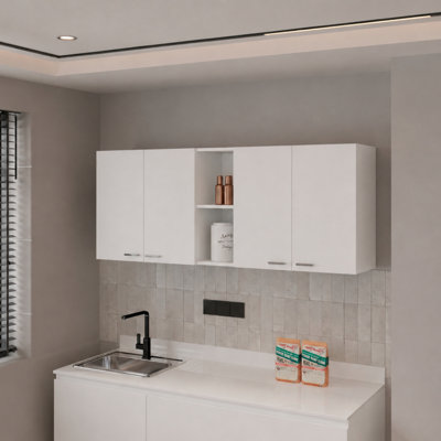 Milano Wall-Mounted Storage Cabinet with Open Shelving – White