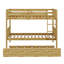 Lit superposé simple en bois d'hévéa avec lit gigogne escamotable transformable en deux lits séparés-117529644