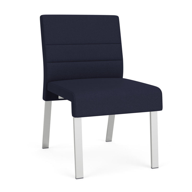 Chaise d'invité sans accoudoirs Waterfall, Argent, Portes ouvertes en tissu bleu marine