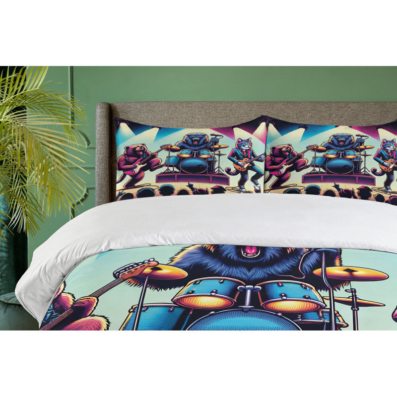 Rocker Animals Duvet Cover, California King Duvet Cover + 2 Standard Shams