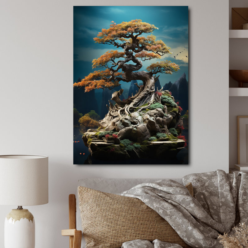 Tranquillo, art asiatique, Bonsaïs, sagesse - impression, Toile tendue, H 20 po x l 12 po x P 1 po