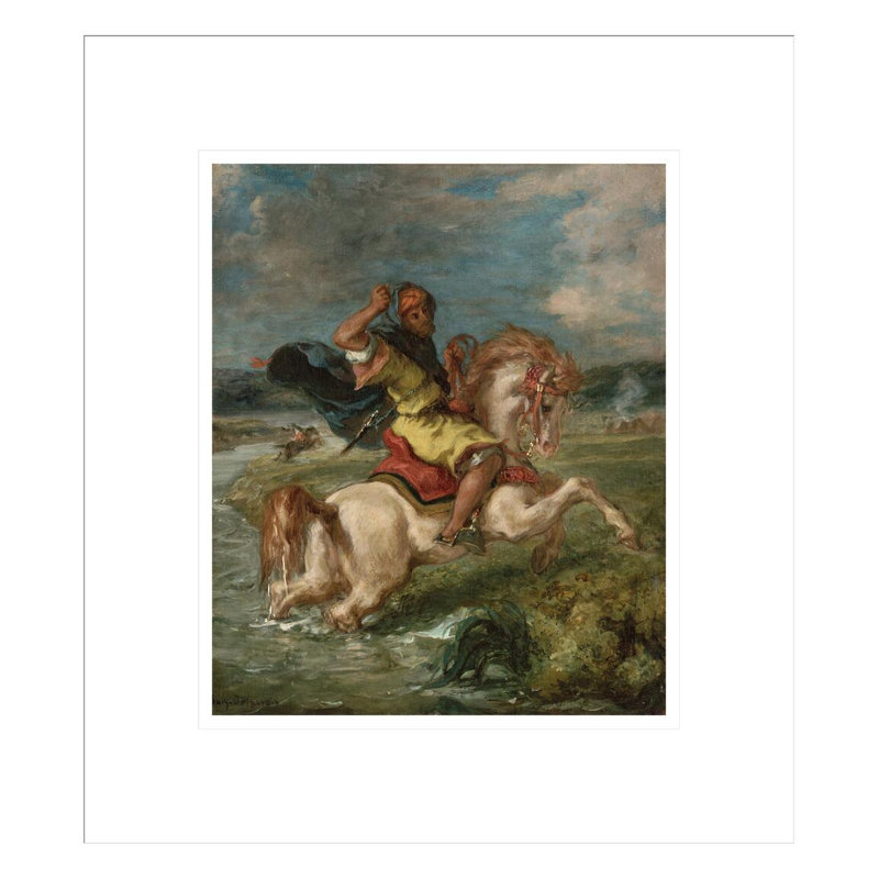 «Moroccan Cavalier Crossing a Ford» par Eugène Delacroix, impression giclée sur cadre, H 15,48 po x l 13,75 po