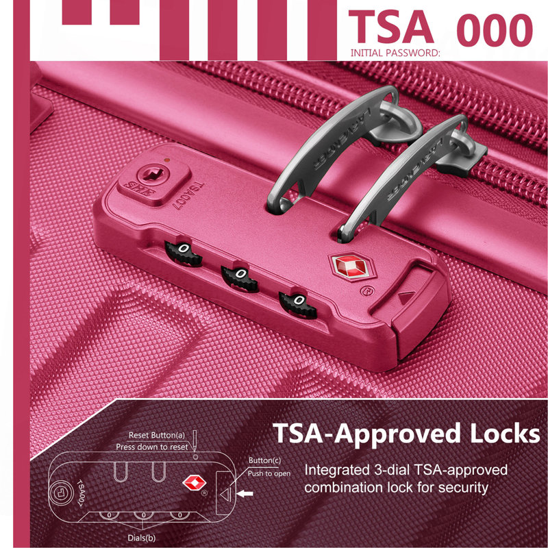 Ensemble de 6 valises avec valises extensibles, Rose Red