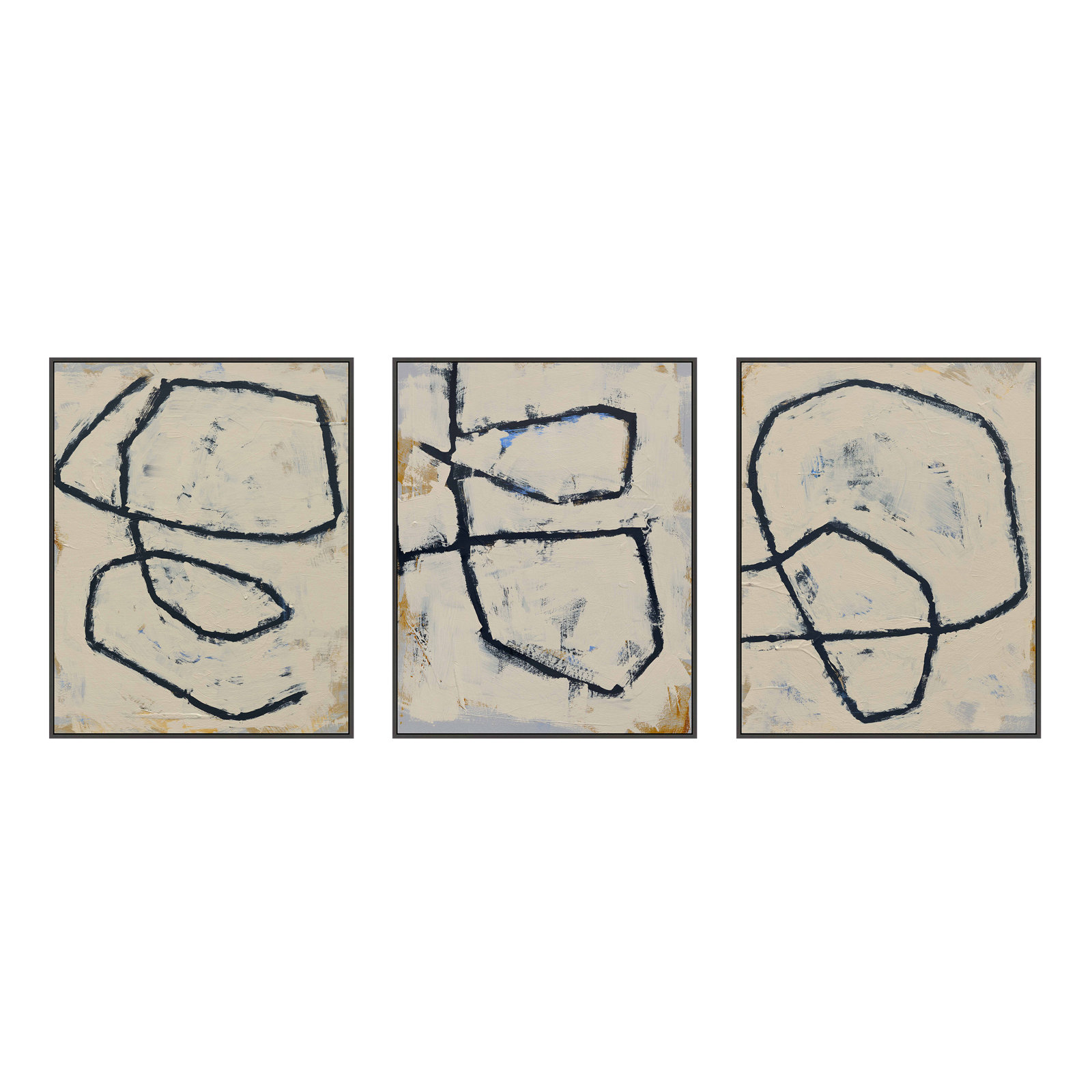 Moser Twisted 4, 5, 6 by Jacques Pilon - 3 Piece Print Set, Black Framed Canvas, 25" H x 20" W x 1.25" D