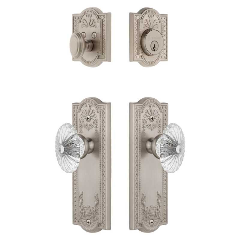 Ensemble de portes d'entrée Grandeur Parthenon, 2.75", Satin Nickel