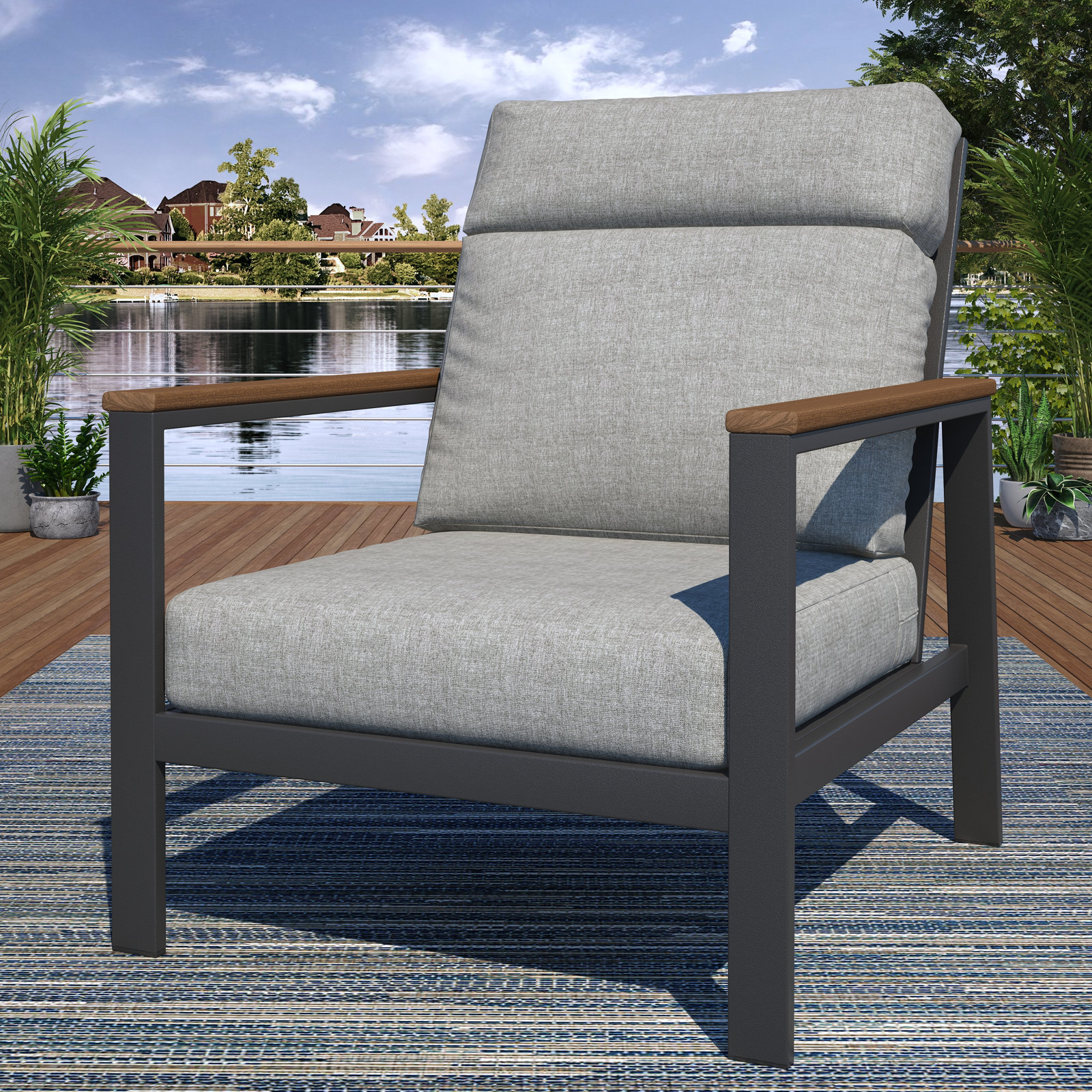 Townsend Sunbrella® Patio Lounge Chair, Brown, Canvas Granite, Yes